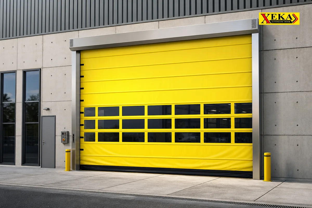 Flexible Gate / High Speed Stacking Door — ประตูพับ PVC ความเร็วสูง สำหรับ Hangar โกดัง โรงงาน