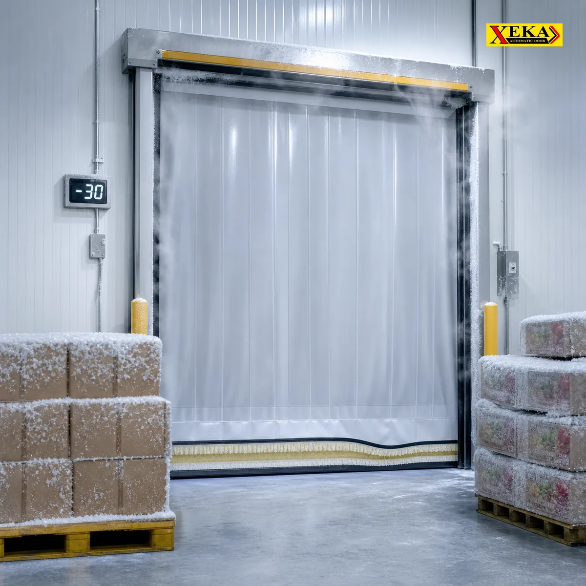 Zipper Door รุ่น Freeze-Proof ติดตั้งในห้องเย็น −30°C สำหรับ Cold Chain Logistics